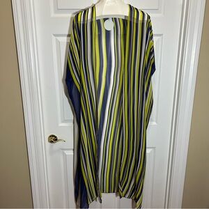 ODDY Blue and Yellow Striped Duster Kimono